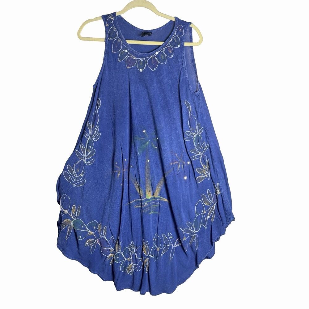 Ace Fashion Blue Beach Bohemian Sundress Free Size Festival Summer Dress Hippie